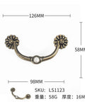 Zinc Alloy Pull Handle For Drawers And Cabinet Doors, European Style Antique Furniture Hardware with dimensions shown