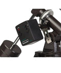 Motor Drive For AstroMaster And PowerSeeker Telescopes With Right Ascension Tracking attached to equatorial mount.