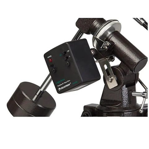 Motor Drive For AstroMaster And PowerSeeker Telescopes With Right Ascension Tracking attached to equatorial mount.