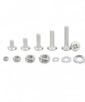 Ultimate Screw And Nut Kit For 3D Printer Projects And DIY Repairs With Iron Hardware Case, assorted silver screws, nuts, and washers