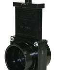 Front view: Valterra ABS gate valve, 2-inch slip, black with metal T-handle