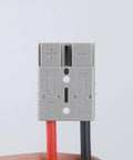 10AWG 50A Battery Cable With Quick Connectors For LiFePO4 Power, M8 Terminal, 12V DC High Current Lead Wire For Boat And RV, Durable Silver Plated Copper Terminals For Safe, Efficient Charging And Easy Hookup, front view
