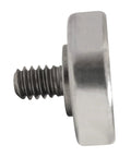 Side view of stainless steel flat ball bearing roller with 1/4-20 x 5/8 inch screw stud