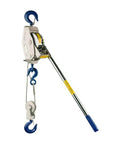 Industrial Grade Cable Come Along Winch with 2 Ton Capacity, showing ratchet and hooks for rigging and construction tasks
