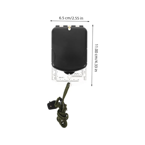 Portable Orienteering Compass With Ruler And Mirror High Accuracy Hiking Map Tool For Camping And Travel ABS Built shown closed.