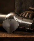 Medieval Arm Armor Guard For Cosplay And Home Decor 18 Gauge Mild Steel Cavalry Arm Guard on wooden table