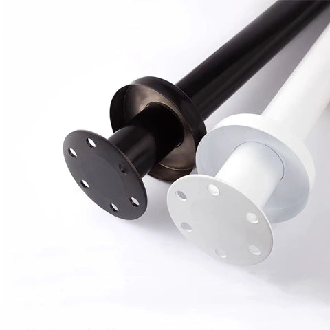 Three sturdy stainless steel breakfast bar support legs for coffee and dining tables, black and white, with mounting holes, 6 cm diameter