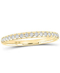 Solid 14K Yellow Gold Round Diamond Machine Set Band Ring With Sleek Finish And Reliable Prong Setting For That Go To Everyday Flex In Size 9 showcasing round diamonds.