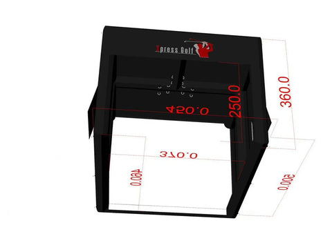 Top view of Spacious Portable Inflatable Golf Simulator Enclosure Matte Black For Indoor And Outdoor Practice Built For Serious Golfers With Screen 15W X 12H X 16.5D Ft Heavy Duty PVC Tarpaulin And 1200W Air Pump, showing dimensions.