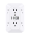 Badass Surge Protector Outlet Extender With Six Ac Outlets And Four Usb Ports Plus Two Type C Fast Charging Killer Wall Adapter.