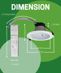 8 Inch Recessed Led Downlight With Emergency Battery Backup Offering Slick Tunable White Settings And Selectable Wattage For Straight Commercial And Kitchen Ceiling Jobs That Deliver Top Tier Glow dimensions labeled on a green background.