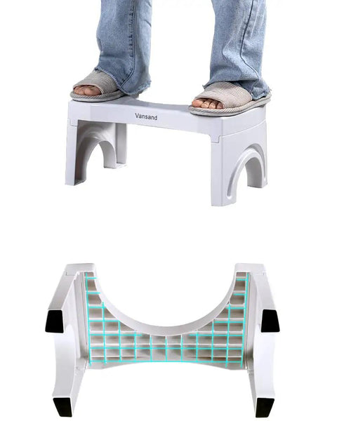 Foldable Toilet Stool Foot Rest Made For Real Squat Posture 7.5 Inch White Bathroom Hack To Ease Straining And Beat Constipation Sturdy ABS Build Portable Squatting Potty For Home