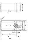 Built Tough HVAC Control Damper Actuator 230V 40Nm Heavy Duty Valve Drive Motor technical drawing with dimensions.