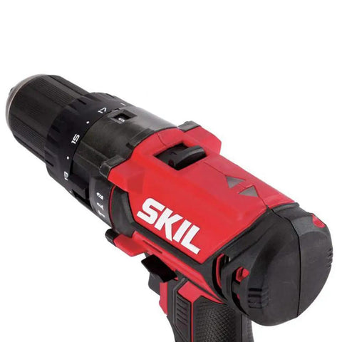 PWRCore 20 Hammer Drill Kit With 2.0Ah Battery And Fast Charger Cordless close-up of drill showing controls and grip.