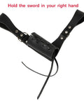 Medieval Leather Sword Frog Universal Rapier Broadsword And Cutlass Right Handed Black With Adjustable Lacing