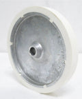 No Sweat 12 Inch Circumference Rubber Measuring Wheel, 3/8 Inch Bore, White Color showing the rubber wheel's side profile.