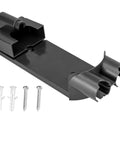 Black plastic wall-mount docking station for Dyson V7/V8 cordless vacuum; includes mounting screws and wall anchors