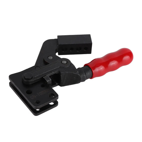 Heavy Duty Arrow Storage Case Clamp With Toggle Latch, High Carbon Steel Construction, 250 Kg Clamping Force, Model GH 70200B, red handle