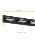 Cool White 6000K Dimmable Vanity Light In Matte Black With Acrylic Shade Over Mirror Modern Bathroom Wall Fixture
