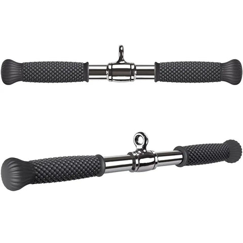Rotating Straight Bar Attachment for Cable Machines, 18 Inch with 360 Degree Swivel and Non Slip Rubber Handle