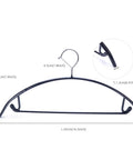 Non Slip PVC Coated Hangers 20 Pack Heavy Duty Coat Suit Jacket Hangers Shoulder Bump Free Clothes Hangers For T Shirts Golf Gear And More Durable Closet Organizers In Black showing dimensions