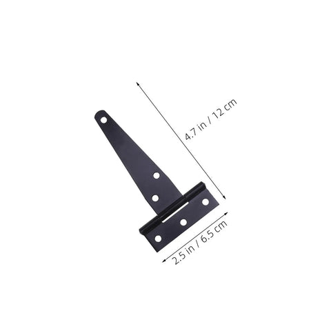 Heavy Duty T-Shaped Iron Door Hinges With Screws For Garden Gates And Big Cabinets, 8 Pack Black Hinge dimensions 4.7x2.5 inches