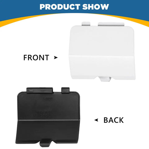 Front and back view of Rear Bumper Tow Hook Cover for Mazda 6 Atenza 2013 2014 2015 2016 2017 Right Passenger Side Gray Easy DIY Install