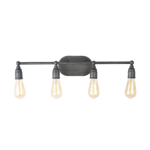 Dope Industrial Water Pipe Vanity Light 4 Head Wall Lamp Dark Silver Finish with Edison bulbs and modern industrial design