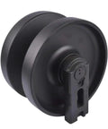 Tough As Nails Front Idler Wheel For Skid Steer Loaders Compatible With SVL90 SVL90-2 SVL95-2S SVL95-2SC SVL97-2, black steel, front view.
