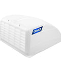 White RV Roof Vent Cover 10 Pack For Air Flow And Light In All Weather, shown from a side angle, made of durable white resin.