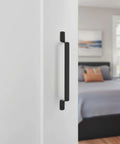 4 Pack 7.87 Inch Black Barn Door Handles Built To Last Heavy Duty Rustic Metal Cabinet Pulls For Sliding Doors Gates Fences Garage Shed Closet Drawer Indoor Outdoor Use on white door