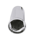 Front angle view of 33mm 3.25 Inch Height Chrome Plastic Lug Nut Cover for Semi Trucks Push On ABS Cap With Flange Anti Rust