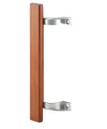 Sliding Glass Door Pull Handle With Wood Grip And Aluminum Posts Fits Mounting Hole Centers From Six And A Half To Six And Five Eighths Inches