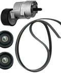 Top Rated Belt Tensioner And Idler Pulley Kit For 2.0 To 2.4 L4 Engines Years 2006-2015 Perfect Fit For Your Ride With OEM Quality Parts That Get You Back On The Road Fast., black belt and two idler pulleys