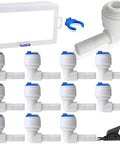 12 Pack 1/4 Inch Water Tubing 90 Degree Elbow Connectors Push Fit Quick Connectors For Reverse Osmosis with cutter and storage box.