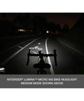 Micro 900 Front Bike Light LED USB Rechargeable Water Resistant For Mountain Road City And Urban Cycling, night road view