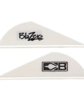 Close-up of two white vanes from 36 Pack White And Neon Orange Arrow Vanes For Broadhead Crossbow And 3D Archery Universal Vane Set
