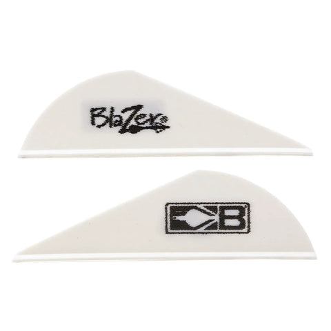 Close-up of two white vanes from 36 Pack White And Neon Orange Arrow Vanes For Broadhead Crossbow And 3D Archery Universal Vane Set