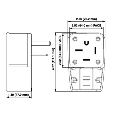 Industrial Grade 50 Amp 250 Volt 3P Angled Polarized Plug With Grounding Straight Blade Nylon Housing Black 8452P Built For Heavy Duty Jobs Rugged Electric Connector