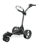 Electric Golf Remote Caddy With Smart Gps Navigation And Touchscreen showing sleek black design and advanced wheel system.
