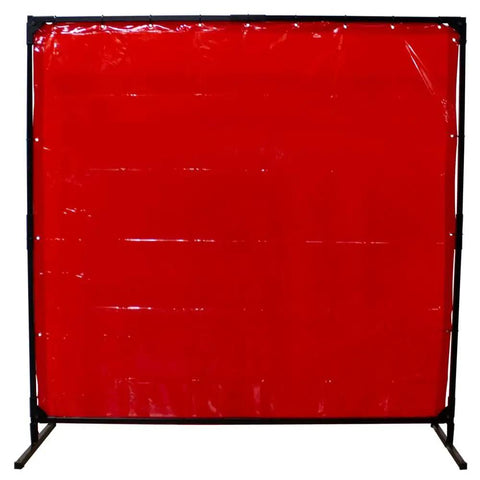 Top Shelf Transparent Orange Welding Curtain With Built Tough Spark Shield And Hella Clear Uv Filtering For No Sweat Workshop Dividers That Kick Butt On Job Site Safety Per Nfpa 701, front view.