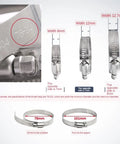 10 Pcs 304 Stainless Steel Adjustable Hose Clamps Set For Automotive And Industrial Use with size range 8mm to 152mm shown.