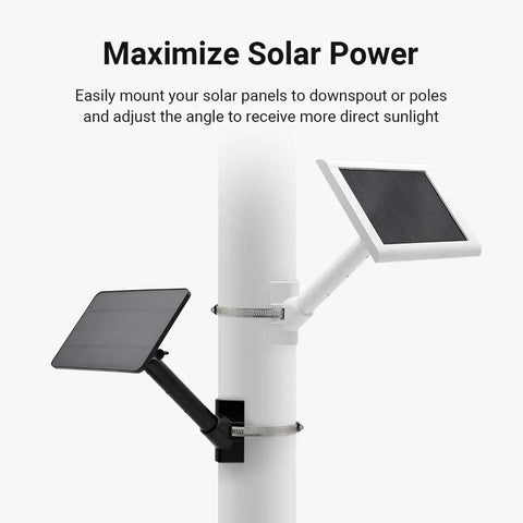 Universal Solar Panel Pole Mount With Extended Adjustable Arm For Ring Eufy Arlo Wyze Reolink Panels No Drilling