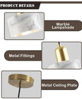 Straight Up Stylish Nordic Modern Marble And Stainless Steel Pendant Ceiling Light With E27 Bulb Socket single head hanging lamp details showing marble lampshade and metal fittings.