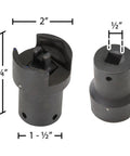 Chrome Vanadium Drum Impact Socket For One Half Inch Ratchet Drive Opens Two Inch And Three Quarter Inch Drum Plugs, heat treated steel.