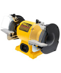 Heavy Duty Six Inch Bench Grinder Built Tough To Slash Blade Dullness And Polish Metal Bits With Ease While Serving As A Rock Solid Wire Wheel Rig To Strip Rust And Grime Away On All Your Favorite Shop Projects.