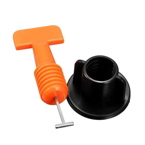 Tile Leveling System 200pc Pack Reusable Tile Levelers And Spacers For Walls And Floors With Handy Wrench, orange tool and black spacer