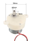 Top view of 6V High Torque Rotary Motor With Cylinder Shape Gear Reducer, 5RPM Precision Drive, showing 5x8mm shaft and 2-wire connection.