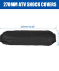 Beefed up black 270mm Rear Shock Absorber Protector Cover for Dirt Bikes, ATVs, Quads, and Scooters shown with dimensions