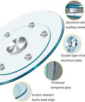 30 Inch Glass Lazy Susan Turntable For Kitchen And Dining Tables, Tempered Round Serving Tray Rotating Plate, aluminum base